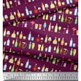 thumbnail image 2 of Soimoi Pink Rayon Crepe Fabric Bottle & Wine Glass Bar Print Fabric by Yard 46 Inch Wide, 2 of 3
