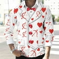 thumbnail image 4 of Xdegoge Mens Valentines Shirt Long Sleeve Button Up Dress Shirts Holiday Party Funny Tops Heart Graphic Dressy Casual Going Out Outfits, 4 of 7