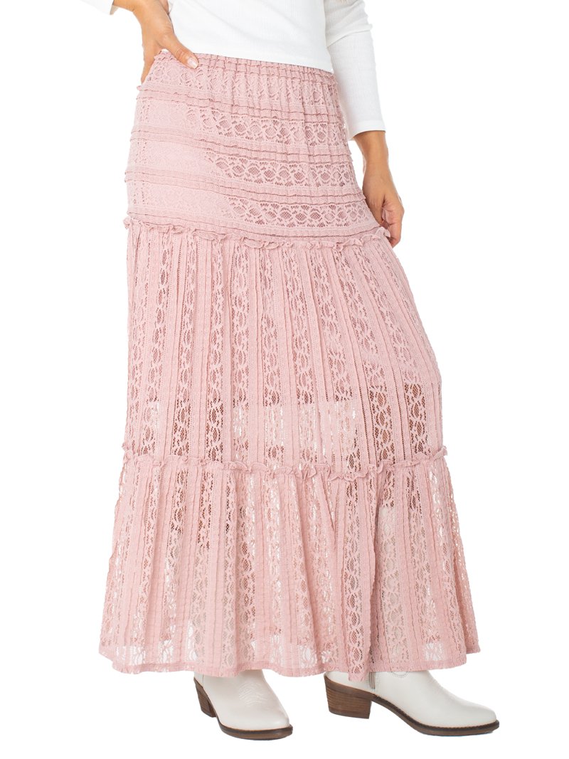 Celebrity Pink Women's Lace Tiered Maxi Skirt, Sizes XS-XXXL