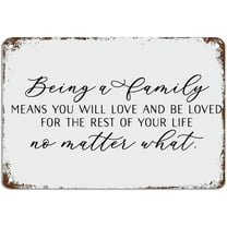 Family Sign Being A Family Means Sign Metal Sign with Funny Quotes Metal Sign Motivational Wall Art Rustic Metal Sign Plaque Poster,,8×12 inch