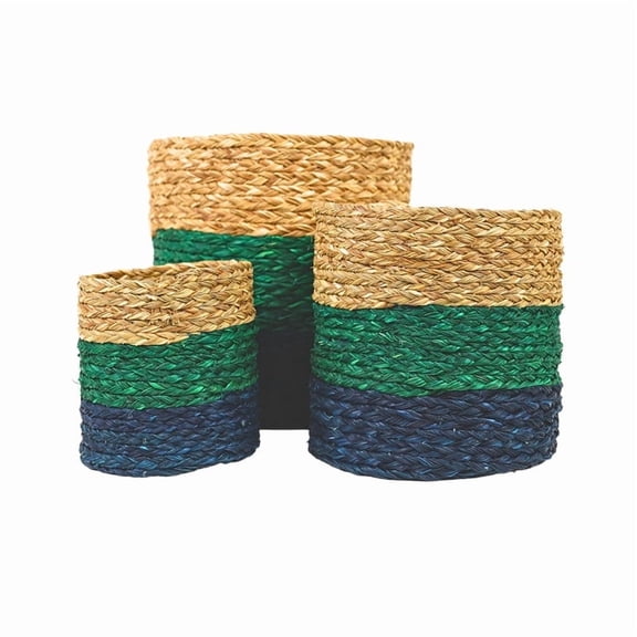 Eco-friendly Handwoven Sabai Grass Planters – Set of 3