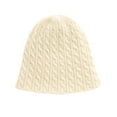 thumbnail image 3 of Dyfzdhu Women Warm Solid Twist Knit Crochet Pile Hat Pullover Cap Beige, 3 of 3