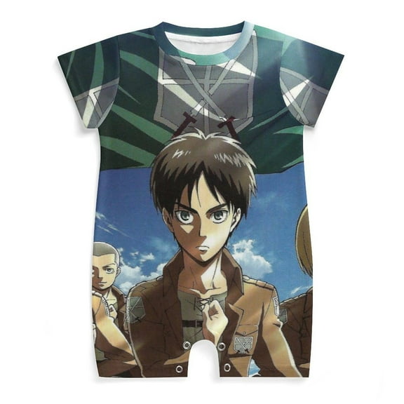 Attack On Titan Baby Romper Jumpsuit Summer Short Sleeve One-Piece Outfit Clothing Set Newborn Infant Toddler Bodysuits