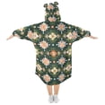 thumbnail image 2 of FORMRS Wearable Blanket Hoodie with Sleeves for Kids Cozy Flannel Sweatshirt, Pink Geometric Flowers, 2 of 7