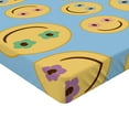 thumbnail image 2 of Ambesonne Spring Emoji Fitted Sheet, Pastel Floral Eyes, Twin Size, Pale Sky Blue Mustard, 2 of 3