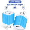 thumbnail image 2 of Charger Block,USB Wall Charger Adapter,AILKIN USB Fast Charging Cube Station Plug Charger Blocks iPhone Wall Charger,Blue, 2 of 6