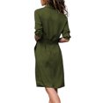 thumbnail image 3 of Robe Chemise Femme Bouton Manches Longues Robe Taille 5 3 4 Lacets Vêtements, Vert Armée, m, 3 of 5