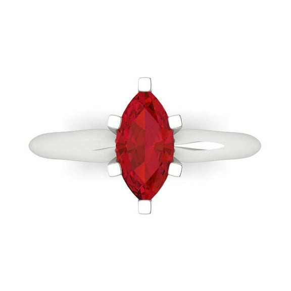 1 ct Marquise Cut Simulated Ruby Solitaire 14K White Gold Womens Engagement Ring
