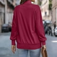 thumbnail image 4 of Quarter Zip Pullover Women Lapel Long Sleeve Half Zipper Mockneck Sweatshirt Casual Lightweight Pullover Tops Pockets Wine XL, 4 of 6