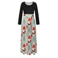 thumbnail image 4 of Robes pour Femmes 2022 Noël Col Rond Manches Longues Patchwork Imprimé Robe Longue Ligne A Robe d'Automne pour Dames, 4 of 6