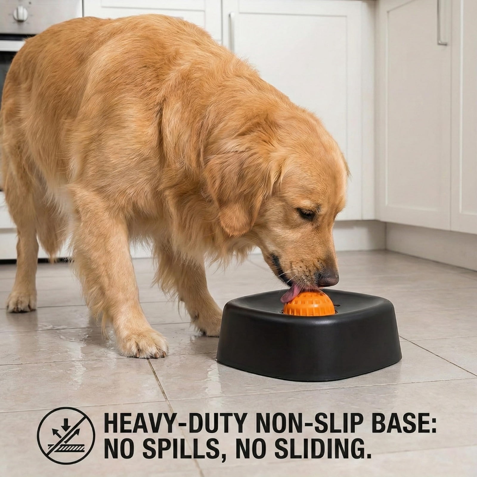 Slow Feed Liquid Dog Bowl with Roller Ball, Anti-Slip Interactive Lick Bowl for Dogs and Cats, Bone Broth Treat Feeder