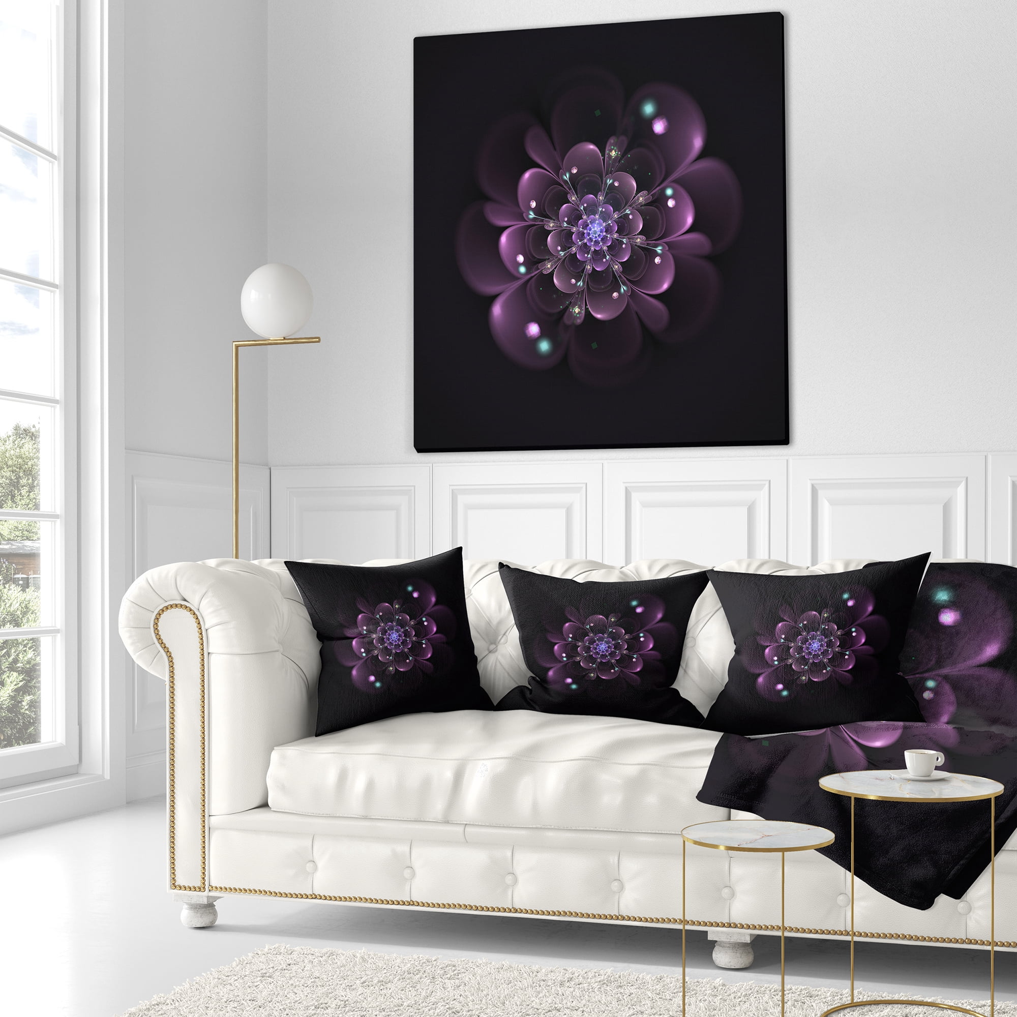 Designart 18" x 18" Purple Polyester Throw Pillow