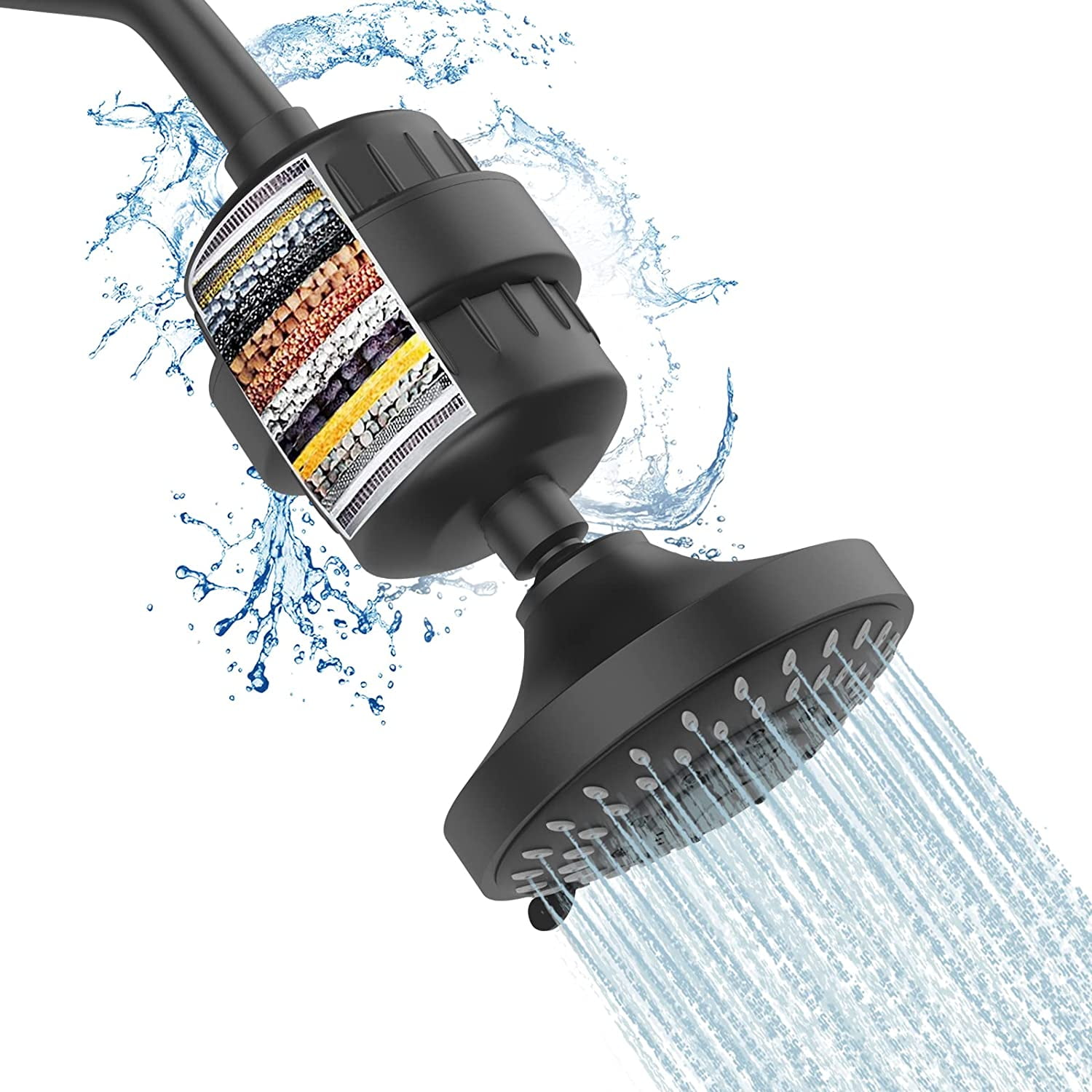 FEELSO Shower Head and Hard Water Showerhead Filters Combo, 2in1 15