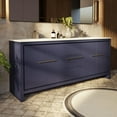 thumbnail image 2 of Lafarre 80 in W Navy Blue Double Vanity, White Quartz Top, Chrome Faucet Set & 70" Mirror, 2 of 9