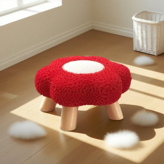 Mushroom Stool, Cute Flower Shape Small Round Stool for Kids, Low Seating Floor Pouf Ottoman for Bedroom Living Room, Decorative Accent Stool for Nursery