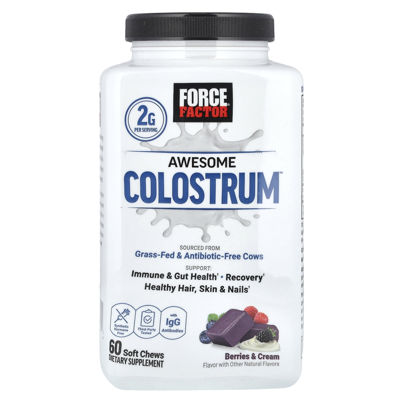 Force Factor Awesome Berries & Cream Colostrum 60 Soft Chews