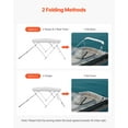thumbnail image 5 of VEVOR 3 Bow Boat Bimini Tops, 600D Polyester Canopy with Aluminum Alloy Frame, Waterproof & Sun Shade Boat Awning Canopy with Storage Bag, 2 Support Poles, 4 Straps, 6'Lx(54"-60")Wx46"H, Light Grey, 5 of 10