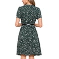 thumbnail image 3 of INSPIRE CHIC Vestido Vintage para Mujeres con Estampado Floral, Cuello Peter Pan, Largo a la Rodilla, Casual, Verde, 3 of 6