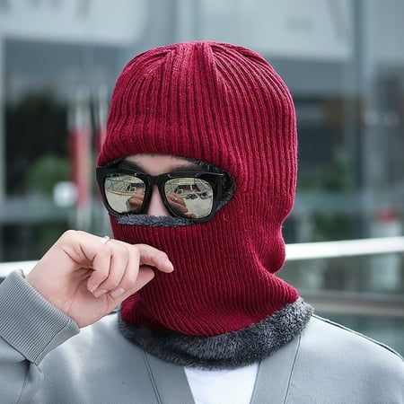 

Winter Slouchy Thick Beanie Snow Knit Skull Bib Hat Lining Warm Scarf Hat