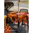 thumbnail image 4 of Outdoor Tablecloth with Umbrella Hole and Zipper, Pink Pumpkin Fall Square Table Cloth 60x60 Inch Waterproof Tablecloth, Thanksgiving Maple Leaves Farmhouse Picnic Table Cover for Patio Camping, 4 of 7