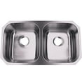 thumbnail image 1 of Ancona 32" Double Bowl Undermount Stainless Steel Kitchen Sink with Rear Drain, 1 of 4
