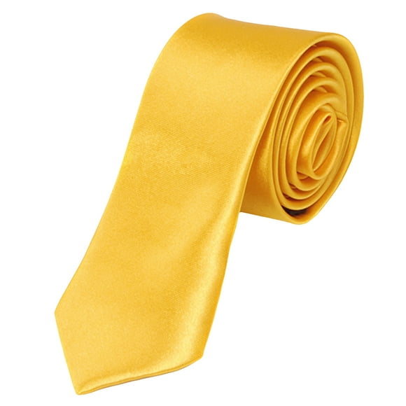 Smart Casual Gent Necktie Skinny Slim Narrow Neck Tie Solid Golden Yellow