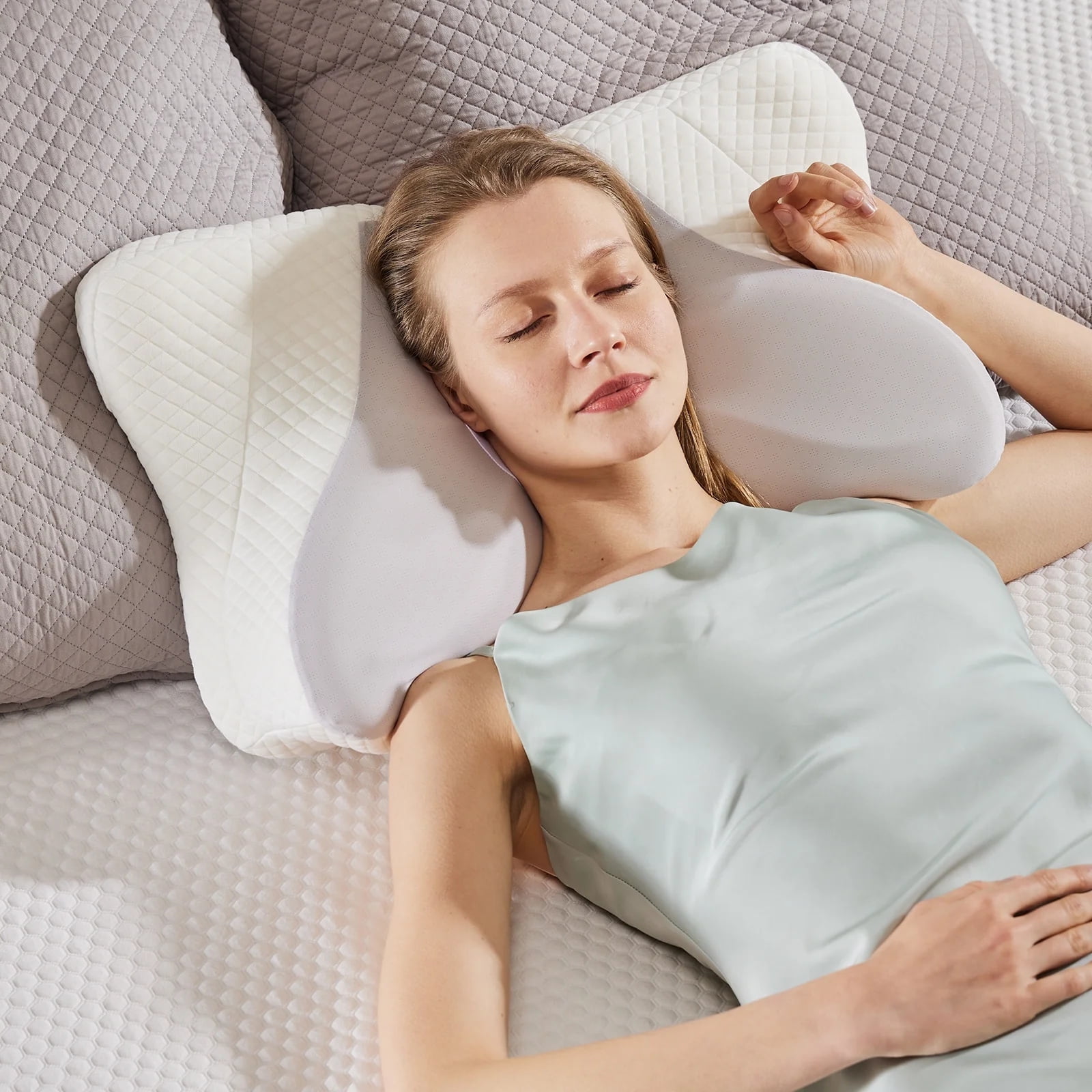 CONCETTA Ergonomic Cervical Pillow Orthopedic Cervical Pillow for Neck Pain Relief, King, Gray