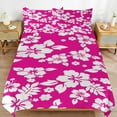 thumbnail image 3 of Red with White Hibiscus Hawaiian Flower Pattern Duvet Cover Set Themed Multicolor Polyester Bedding Set for Bedroom Decoration, 3 of 6