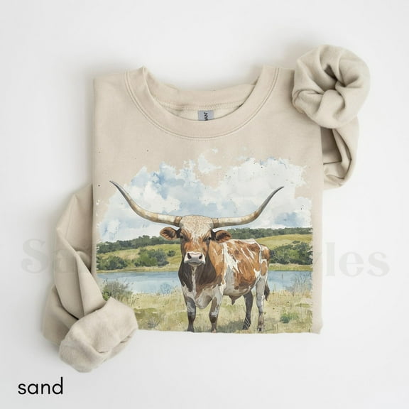 Tee Clo Longhorn Sweatshirt Vintage 90s Rancher Wildlife Retro Cozy Outfit, Full size S-5XL