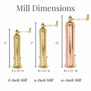 Alexander Home Greek Salt Mill, 9 Inch Tall, Manual Grinder, Brass
