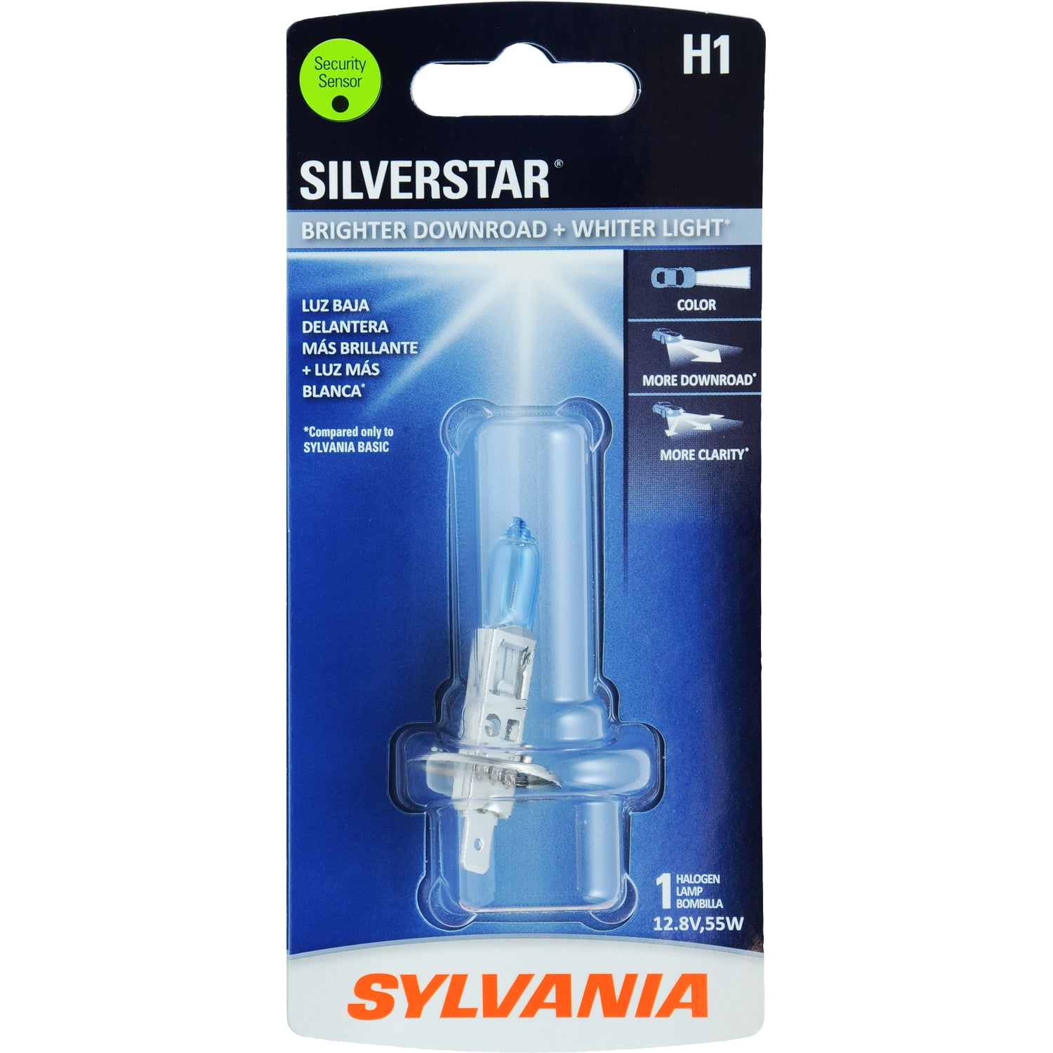 Sylvania H1 SilverStar Auto Halogen Headlight Bulb, Pack of 1