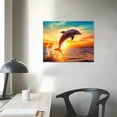 thumbnail image 3 of COMIO  Dolphin Wall Art Blue Ocean Jumping Dolphins Animal Bathroom Decor Painting Picture Prints on Canvas Framed Home Wall Decoration, 3 of 4