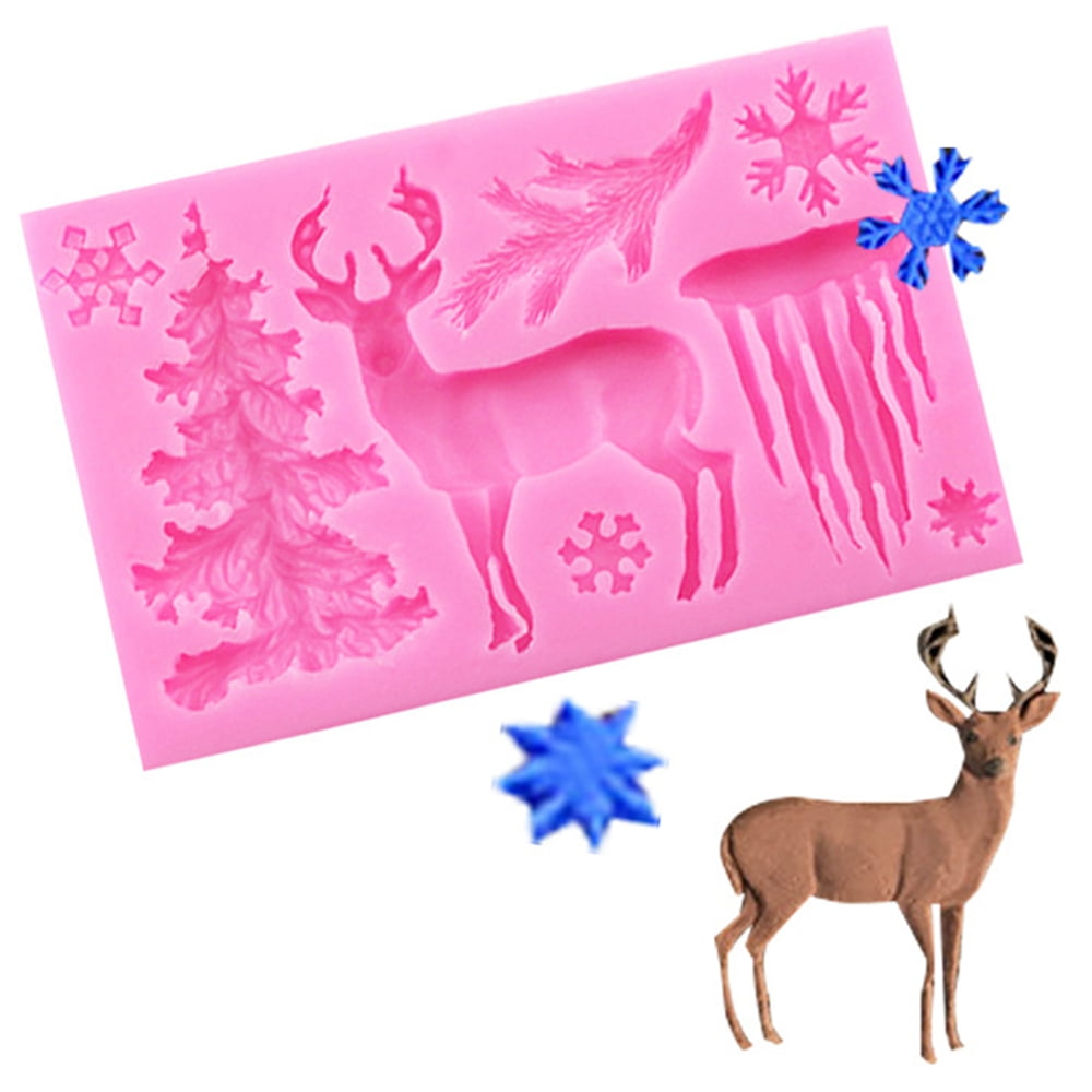 3D Snowflake Christmas Tree Reindeer Silicone Mold Christmas Cake Border Fondant