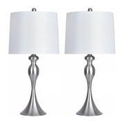 Grandview Gallery 27 Inch Tall Modern Table Lamps, White Linen (Set of 2)