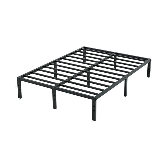 Full Size Metal Bed Frame - Heavy Duty Steel Platform, 14" Height, Noise-Free Design, No Box Spring Needed, Underbed Storage - 191 × 137 cm (Black)