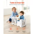 thumbnail image 2 of VEVOR Montessori Weaning Table and Chair Set, 3 In 1 Wooden Toddler Table and Chairs with Chalkboard, Adjustable Height Montessori Table for Ages 1-5, Ideal for Drawing, Reading, Eating - White, 2 of 9