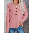 thumbnail image 3 of Womens Sweaters Long Sleeve V Neck Button Down Ribbed Knit Sweater Casual Relaxed Fit Pullover Jumper Tops, 3 of 4