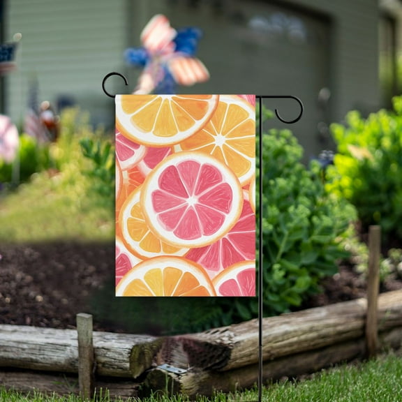 Yayeee Garden Flag 12" x 18" Double Sided Outdoor Yard Lawn Holiday Decorations, Pink Grapefruit Slices