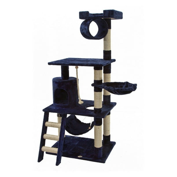 Go Pet Club 62in Cat Tree & Condo Scratching Post Tower, Blue