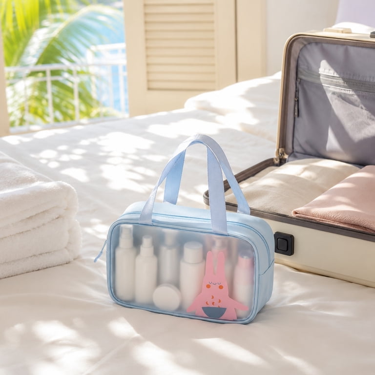 cute clear travel makeup bag Popvibe Mini Small Cosmetic Case Leather Hot Pink Pouch for Purse Organizer Make Up Bag for Women Car Toiletry Bag with Zipper for School : Beauty which is clear and visible for you to take out the storage items Soda Candy Initial Clear Makeup