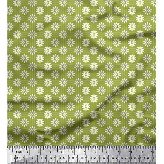 Soimoi Rayon Fabric Check & Floral Artistic Fabric Prints By Yard 42 Inch Wide