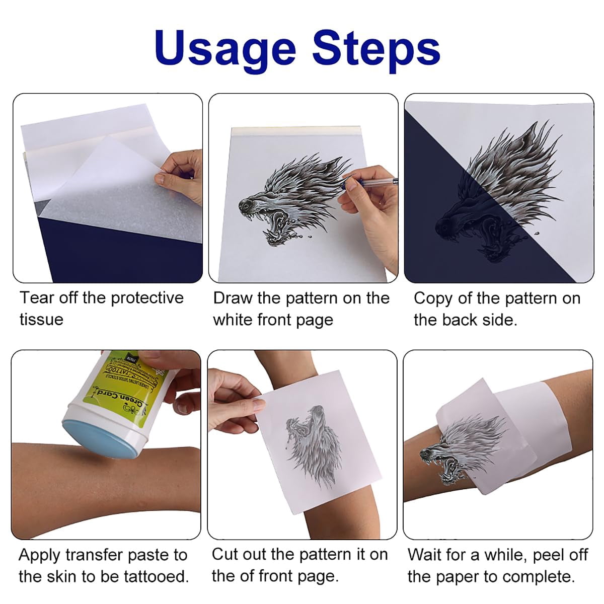 100 Sheets Tattoo Transfer Paper – 4-Layer Thermal Stencil Paper for Tattoo Artists & Beginners – A4 Size, Clean, Long-Lasting Transfer Easy Application