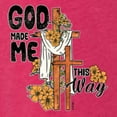 thumbnail image 6 of Wild Bobby God Made Me This Way Cross with Sunflowers Inspirational/Christian Women Tri-Blend Racerback Tank Top, Shocking Pink, Medium, 6 of 6