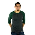 thumbnail image 2 of 3 Button Henley Raglan T-Shirt 3/4 Sleeve - Black/Emerald CA5100 3XL, 2 of 4