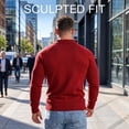 thumbnail image 3 of Smawell Men's Polo Sweater Long Sleeve Knit Shirt, Slim Fit Soft Stretch 3-Button Pullover for Business Casual & Weekend Wear, 3 of 7