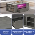thumbnail image 2 of Uforic LED Coffee Tables High Glossy Center Table with 2 Sliding Drawers and Open Shelf, Gray, 2 of 6