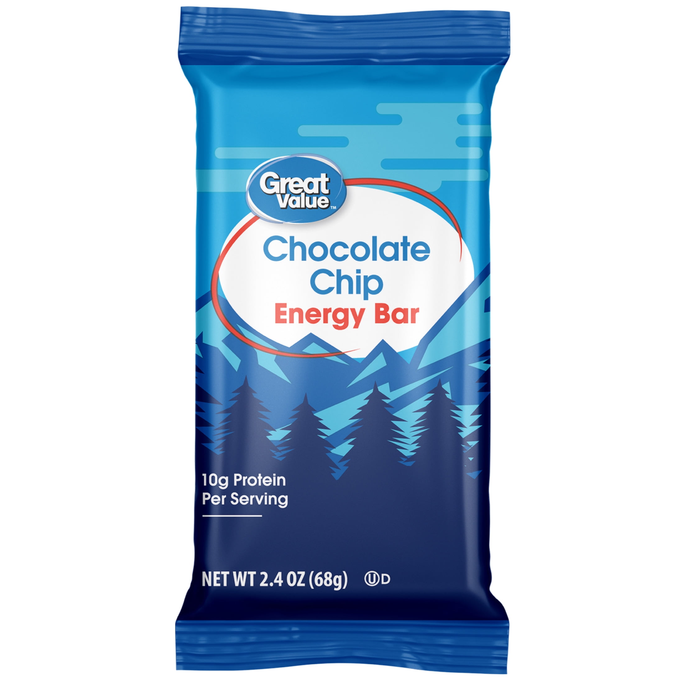 (4 pack) Great Value Energy Bar, Chocolate Chip, 2.4 oz, 5 Count