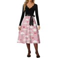 thumbnail image 4 of Valentines Day Dresses Women Long Sleeve V-Neck A-line Dress with Heart Print Pink XL, 4 of 5