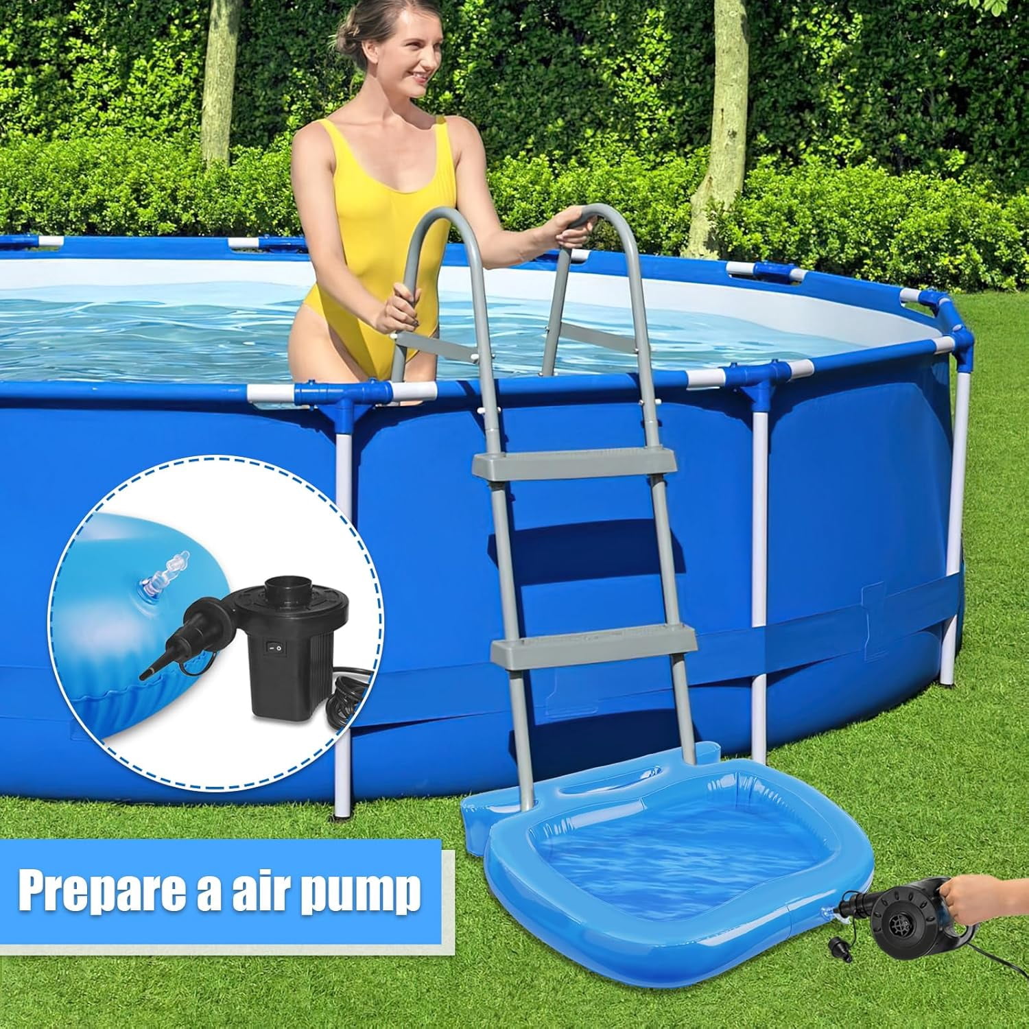 Pool Foot Bath, Inflatable Pool Foot Wash Tray for Pool Entry Ladder, Portable Foot Bath Basin for In Ground and Above Ground Swimming Pools