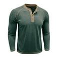 thumbnail image 5 of Domuza Henley Shirts for Men Long Sleeve Casual Raglan Long Sleeve T Shirts Comfy Lightweight Regular-Fit Top Trendy Button Down Blouse Green XL, 5 of 5